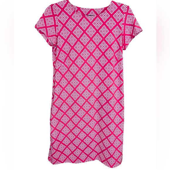 Katherine Way Key West short sleeves pink and white pockets Dress Small - Picture 1 of 8